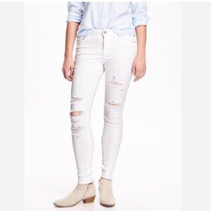 Old Navy Distressed Rockstar Super Skinny White Jeans - 12 Tall